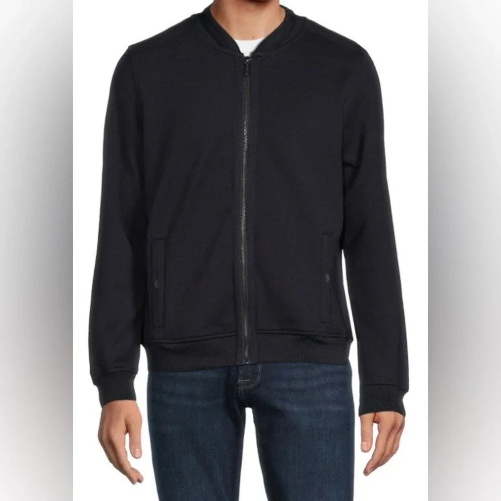 MAGASCHONI MAN Black‎ Jersey Knit Bomber Jacket SZ L